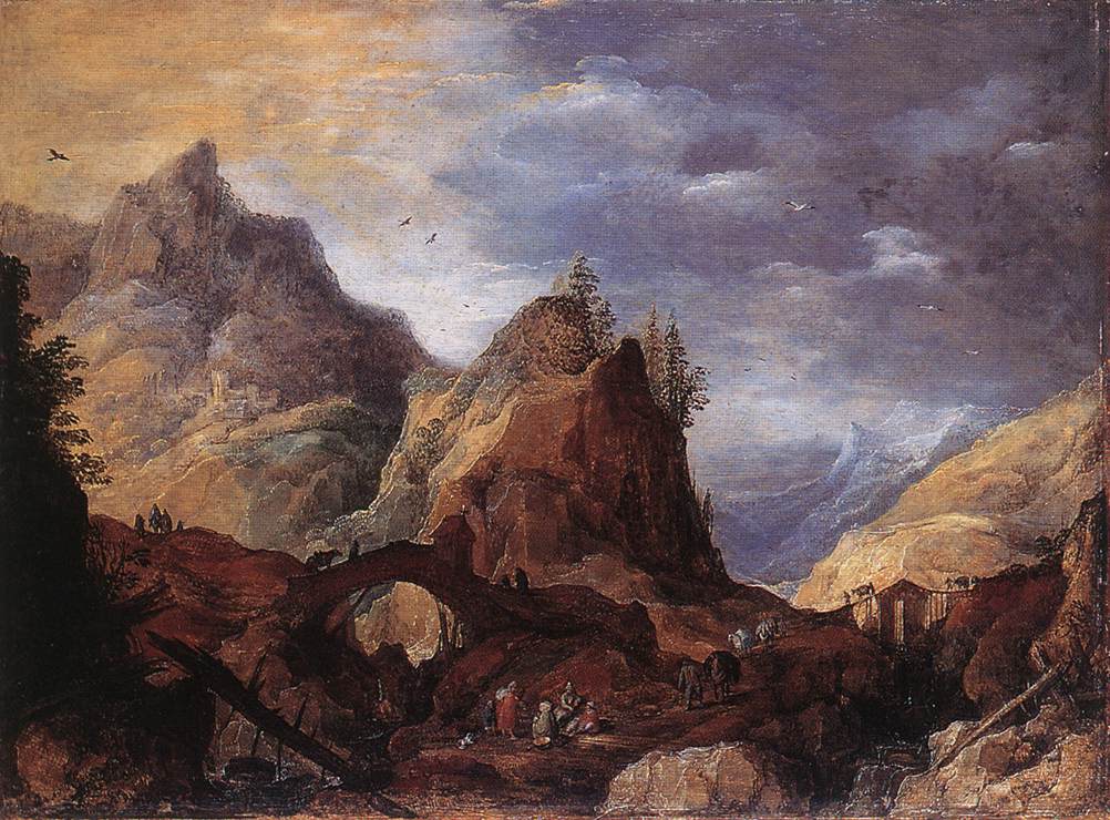 MOMPER, Joos de Mountain Scene with Bridges gs